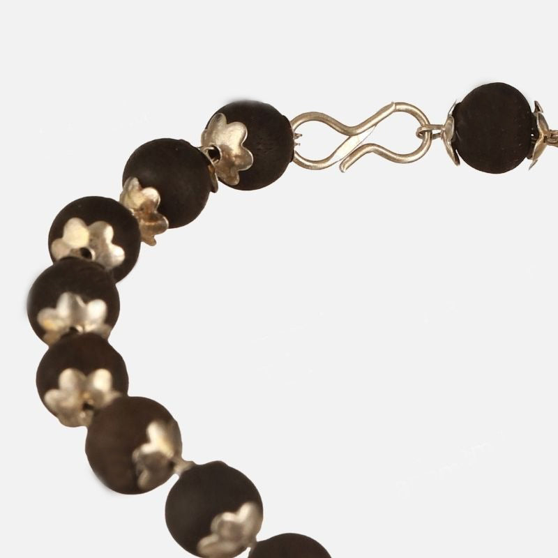 Silver Plated Eternal Karungali Mala - Natural Ebony Wood (Govt. Certified)