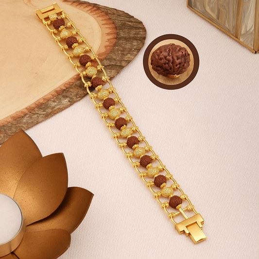 Gold Plated Golden Beads Modern Rudraksha Bracelet