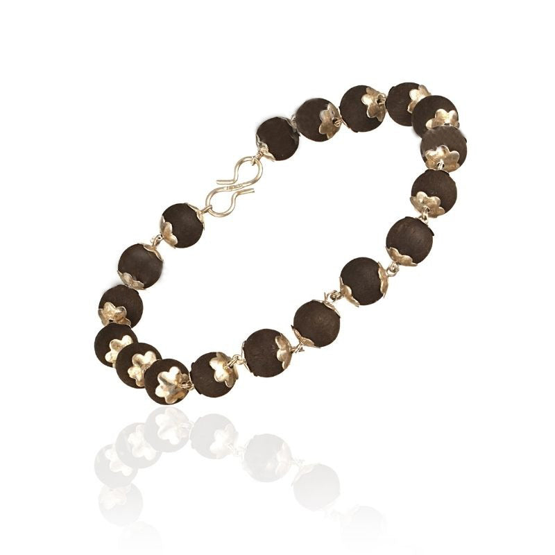 Silver Plated Karungali Beads Bracelet - For Men